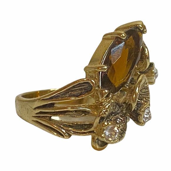 Gold plated Flower Design Ring - Picture 6 of 7